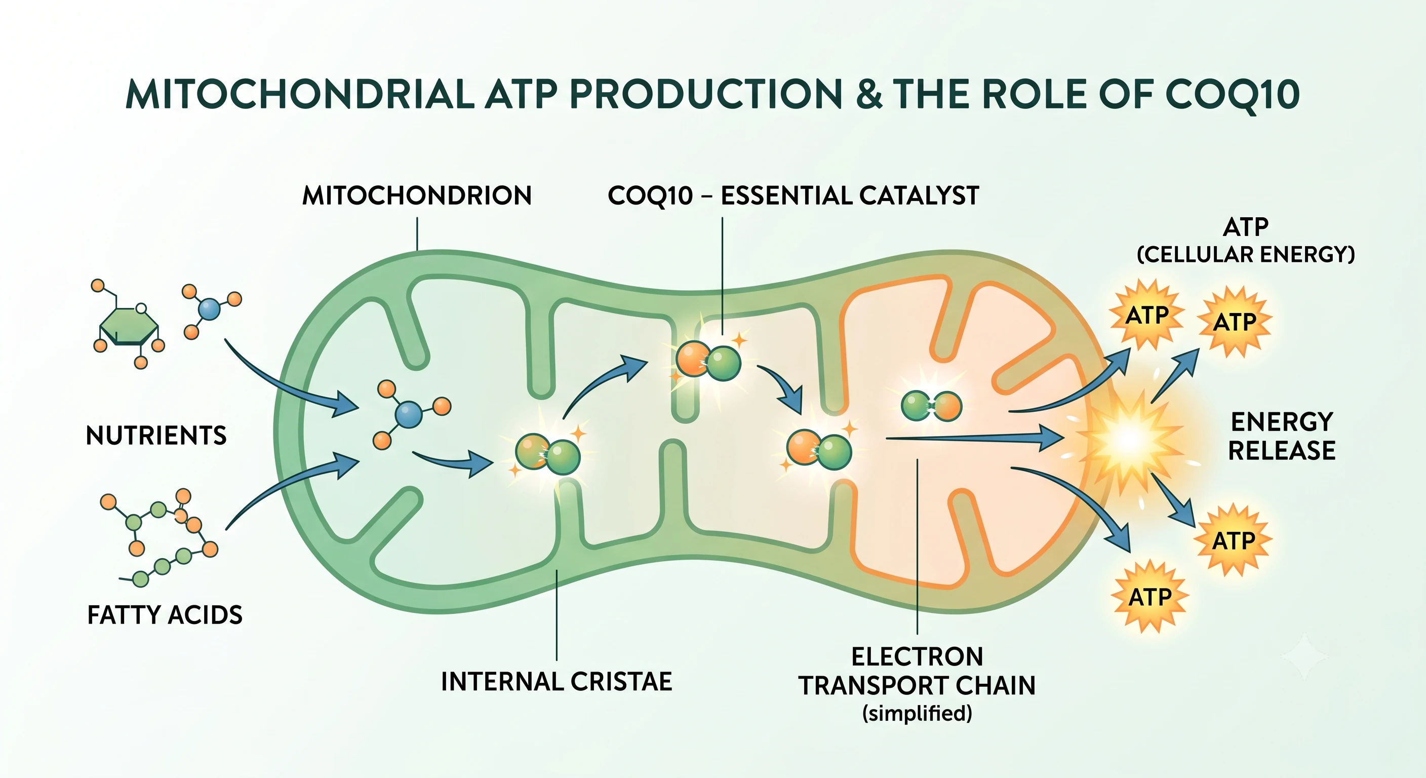 Mitochondrial ATP production and the role of CoQ10