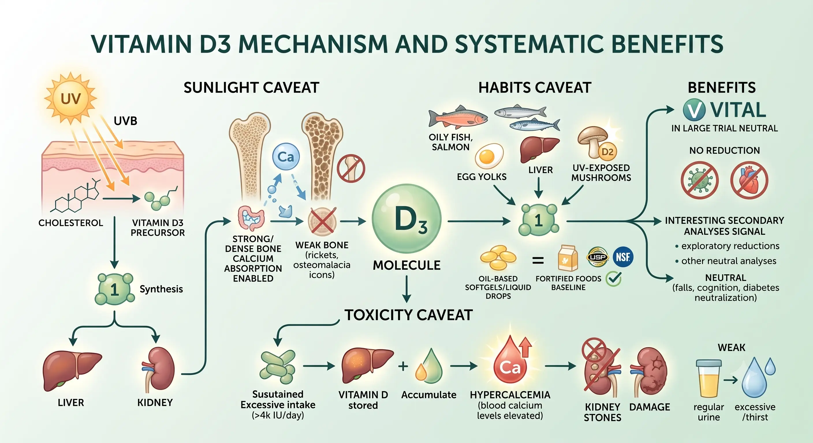 Vitamin D3 Mechanism and Systematic Benefits